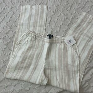 Ellen Tracy || chalk off white striped linen pants